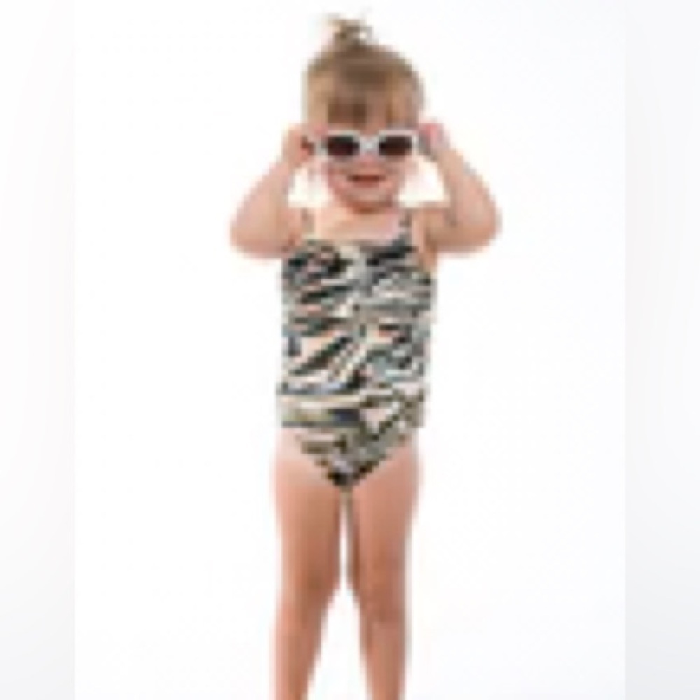 Skatie Kids Swim One Piece - Black and Tan - Picture 3 of 6